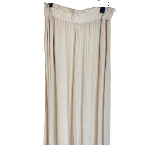 Zara XS Beige Wide-Leg Palazzo Pants Lightweight Flowy Elastic Waist - Picture 4 of 9